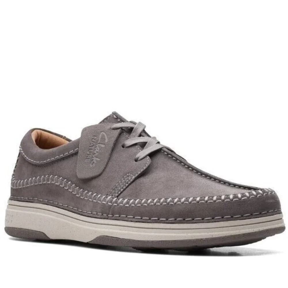 Clarks Nature 5 Men's 11.5 Tie‎ Grey Suede Leather Loafer Sneaker Sporty Outdoor
